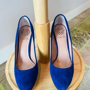 Vince Camuto Cobalt Blue Suede Almond Toe Pumps Size 7.5